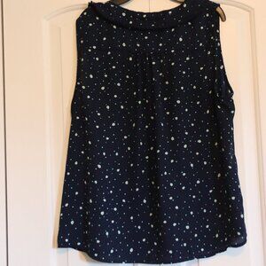 LC Lauren Conrad XL Sleeveless Button Down Ruffled Casual Lightweight Blue Top